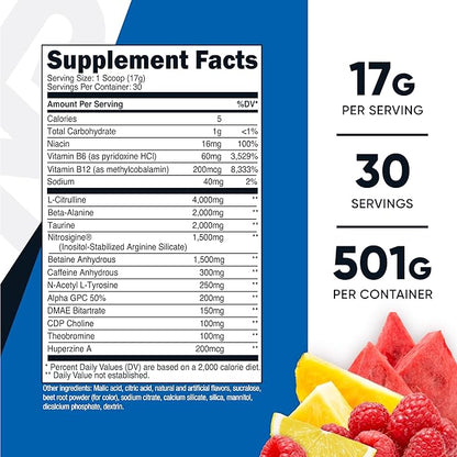 Nutricost Pre-X Xtreme Pre-Workout Complex Powder, Fruit Punch, 30 Servings, Vegetarian, Non-GMO and Gluten Free