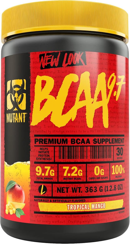 Mutant BCAA 9.7 Supplement BCAA Powder with Micronized Amino Energy Support Stack, 348g - Tropical Mango