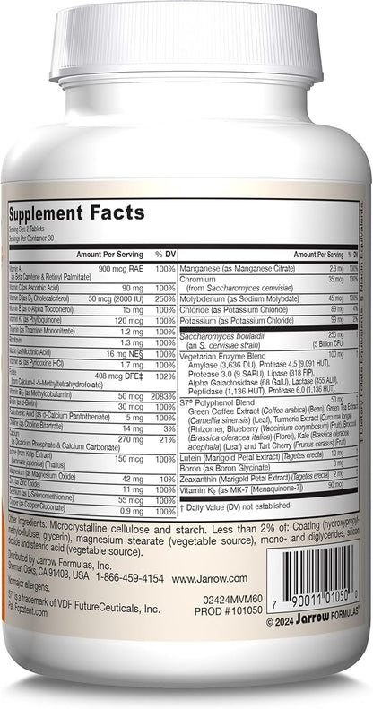 Jarrow Formulas Men's Multi+ Multivitamins, Multivitamin for Men, 60 Tablets, 30 Day Supply