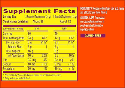 Metamucil Fiber, 4-in-1 Psyllium Fiber Supplement Powder with Real Sugar, Orange Smooth Flavored Drink, 72 Servings (Packaging May Vary), Coarse Texture, 1.9 Pound (Pack of 2)