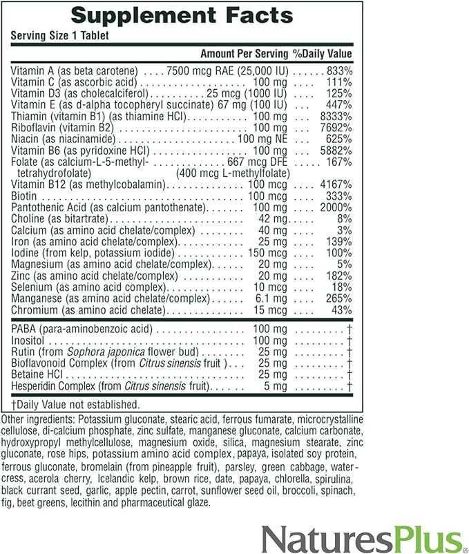 NaturesPlus Ultra II Multivitamin, Sustained Release - 90 Vegetarian Tablets - Daily Whole Food Vitamin & Mineral Supplement for Overall Health - Natural Energy Booster - 90 Servings