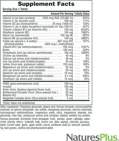 NaturesPlus Ultra II Multivitamin, Sustained Release - 90 Vegetarian Tablets - Daily Whole Food Vitamin & Mineral Supplement for Overall Health - Natural Energy Booster - 90 Servings