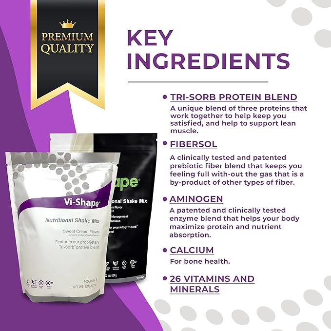 Vi Shape Original Nutritional Shake Mix Sweet Cream Flavor | 22oz (2 Bags, 48 Servings)