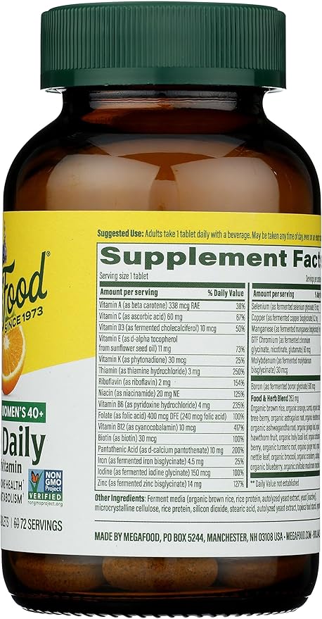 MEGAFOOD Women's 40+ One Daily Multivitamin Tablets, 72 CT