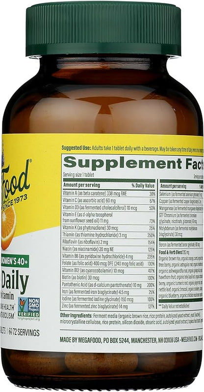 MEGAFOOD Women's 40+ One Daily Multivitamin Tablets, 72 CT