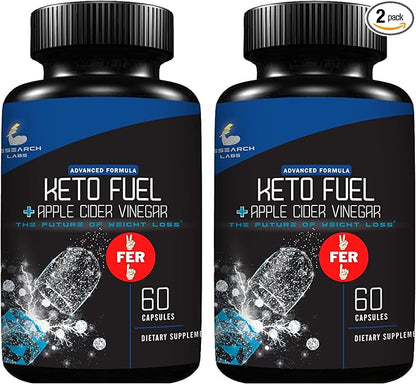 Research Labs 2 fer 1 Ad Keto Diet Pills Detox Cleanse & Support w/Apple Cider Vinegar 120 Count Proprietary Ketones, Hunger Suppressant Weight Loss Diet Pills