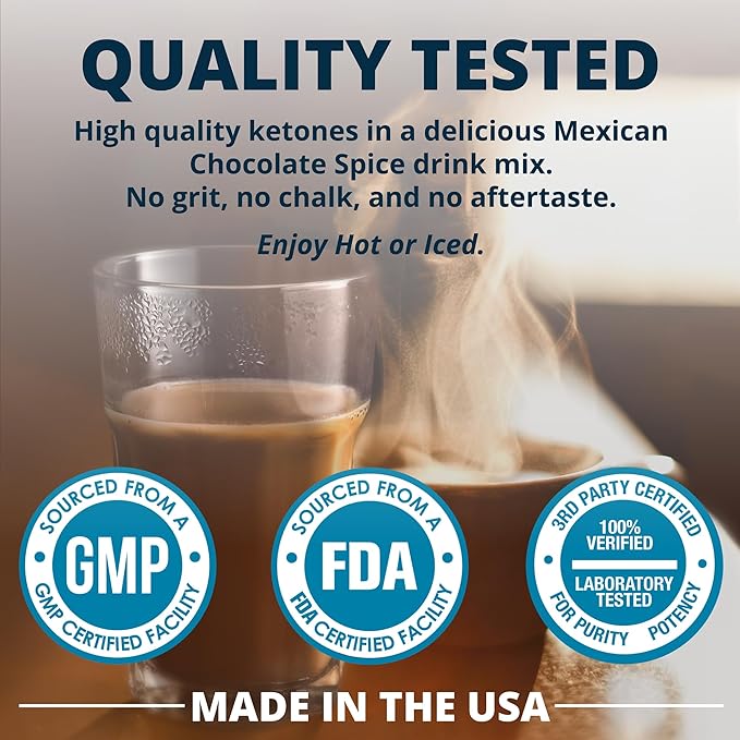 Dr. Boz - Keto BHB Powder - Mexican Chocolate Spice, 20 Servings - Ketones Drink - Energy & Reduced Cravings - Max Strength Dietary Supplement - Quality Tested - Made in The USA - 10.9oz (310g)