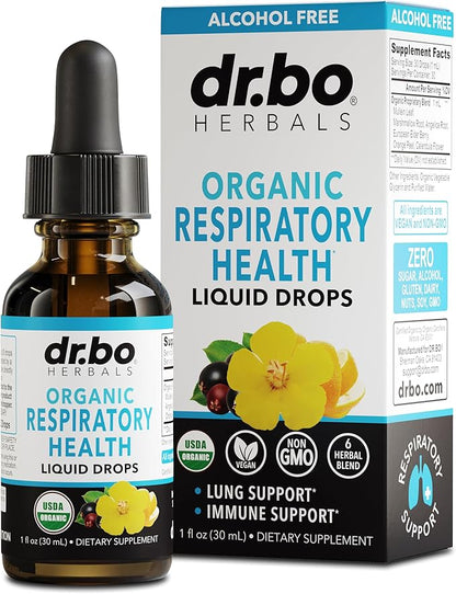 Lung Detox Respiratory Health Drops - Organic Respiratory Supplements Herbal Lung Cleanse, Mullein Drops for Lungs Bronchial Support, Mucus Clear with Mullein Leaf Extract, Elderberry Supplement 1 oz