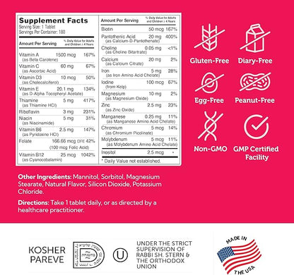 Zahler Kids Multivitamin Chewable Vitamin Tablet - Complete One Daily Kids Vitamins Supplement - Contains 20+ Minerals & Vitamins for Kids & Toddlers - Kosher Multivitamins Cherry Flavor (180)