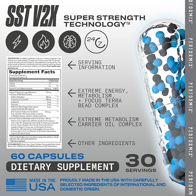PERFORMIX SST v2X Multi-Phase Super Suspension Thermogenic, 60 Capsules