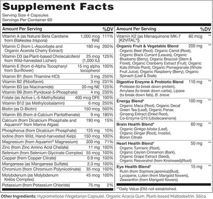 NATURELO Mens Multivitamins - Whole Food Multivitamin for Men with Vitamins, Minerals - 240 Vegetarian Capsules for Energy, Brain, Heart, Eye Health*