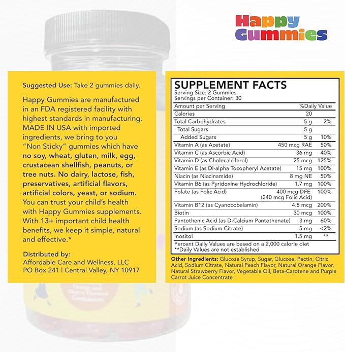 Adults Multivitamins, 60 Strawberry, Orange, Peach, Berry Flavored Gummies