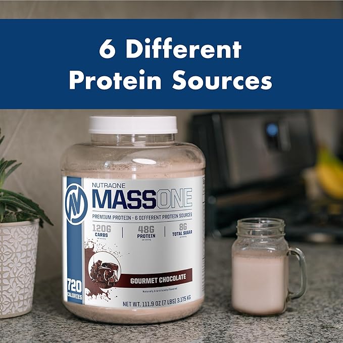 NutraOne Massone Mass Gainer Protein Powder Gain Mass Protein Meal Replacement (Vanilla - 7 lbs.)