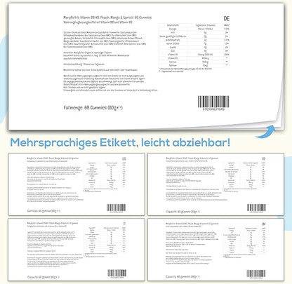 MaryRuth Organics Calcium with Vitamin D & Vitamin K2, 2 Month Supply, Calcium Supplement Supports Bone Health & Joint Support, with Vitamins D3 K2 Gummies, Vegan, Non-GMO, Gluten Free, 60 Count