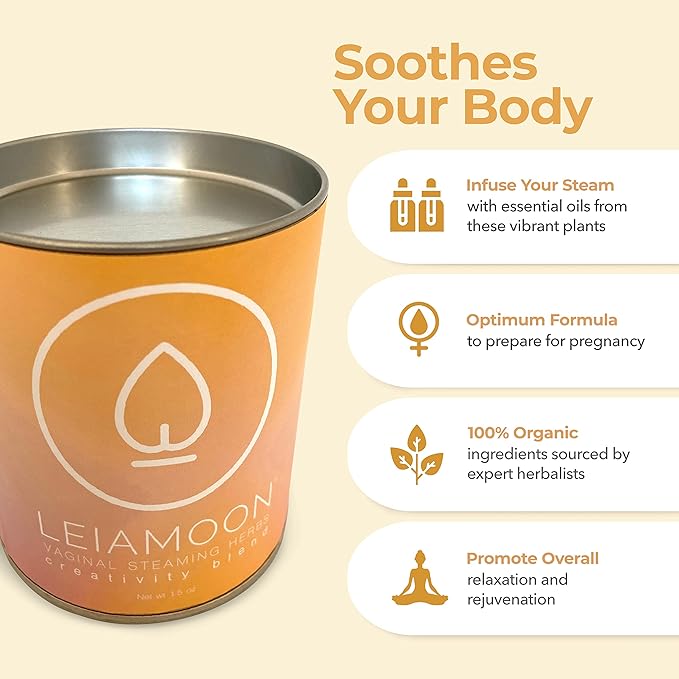 Yoni Steam Herbs Creativity Blend, Receptivity & Fertility Yoni Herbs for Cleansing and Toning, Use in V Steam Seat or Sitz Bath, Up to 11 Steams, 1.5 oz - Leiamoon