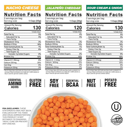 Twin Peaks Low Carb, Keto Friendly Protein Puffs, (Combo Pack, 2.1 Ounce), 2 Servings, 3 Pack (60g, 42g Protein, 4g Carbs)