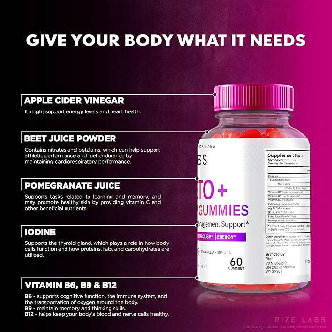 Genesis Keto Keto+ACV Gummies, Supplement for Advanced Weight Loss, All Natural Extreme 2000mg Gummies (180 Gummies)