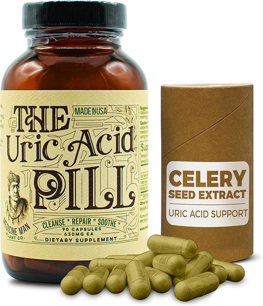 The Uric Acid Pill 90 Capsules - Uric Acid Supplement with Tart Cherry Extract, Celery Seeds, and Burdock Root - Uric Acid Support Supplement containing Non-GMO and Herbal Ingredients