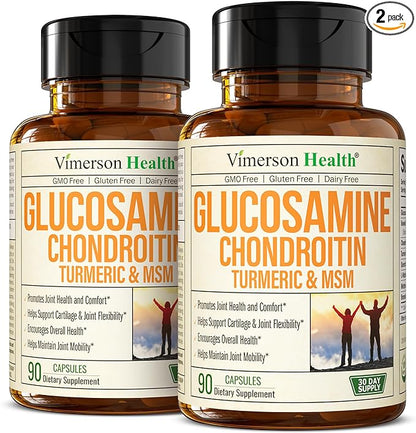 Glucosamine Chondroitin MSM and Turmeric Supplement - Joint Support Supplement for Women & Men with Boswellia & Glucosamine Sulfate 1500mg. Used for Cartilage & Joint Health & Flexibility - 2 Pack