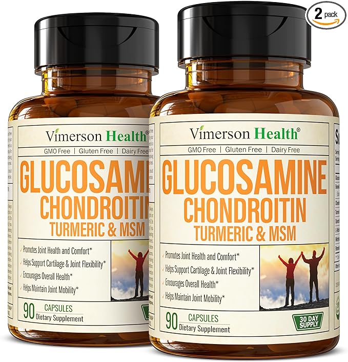 Glucosamine Chondroitin MSM and Turmeric Supplement - Joint Support Supplement for Women & Men with Boswellia & Glucosamine Sulfate 1500mg. Used for Cartilage & Joint Health & Flexibility - 2 Pack