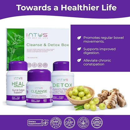 Intus Cleanse & Balance Box – 7 to 15 Day Ayurvedic Program for Digestive Health and Skin Vitality – Supports Gut Health and Overall Well-Being