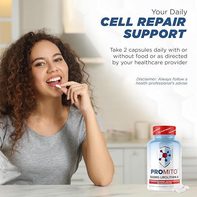 ProMito - Urolithin A Supplement - 500mg Pure Urolithin A Dietary Supplement for Men & Women - Good Alternative to NMN, NAD, CoQ10, Resveratrol & PQQ - Max Life Naturals, 60 Capsules