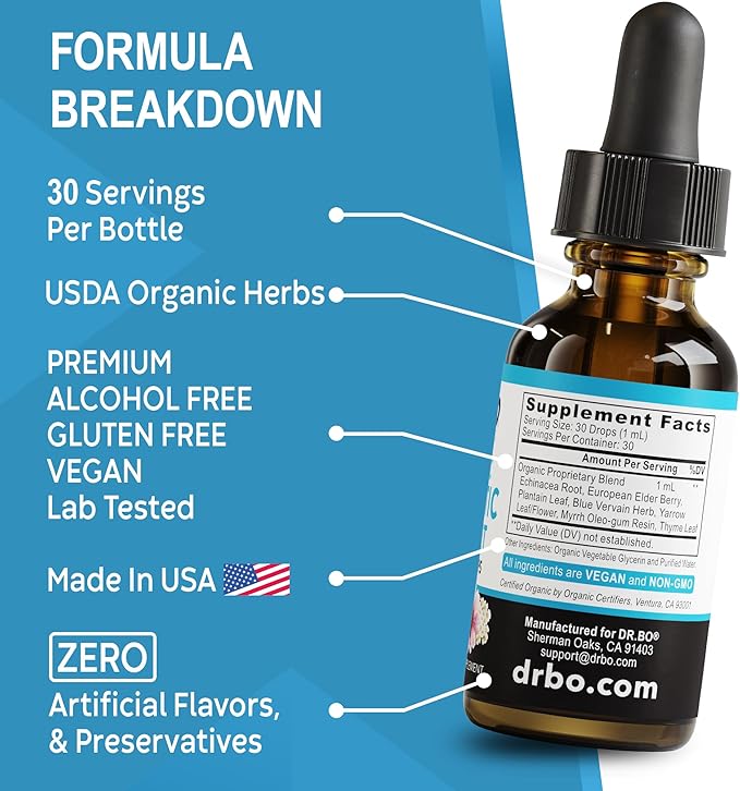 Lymphatic Drainage Supplements Drops - Organic Lymphatic Support Liquid Drops Cleanse with Echinacea for Lymph System Support Supplement, Lymph Node Detox Lymphatic System Drainage - 1oz Vegan Non-GMO