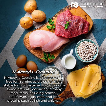 Nootropics Depot N-Acetyl L-Cysteine Capsules | 500mg | NAC | 180 Count | Supports Healthy Liver Function | Cellular Health | Glutathione Levels | Healthy Oxidation Levels