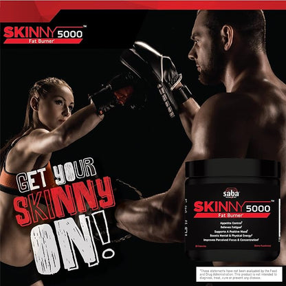Saba Skinny 5000 -Fat Loss -Weight Loss-Appetite Control -Mild Jitter-Free Energy- Focus -60 Capsules