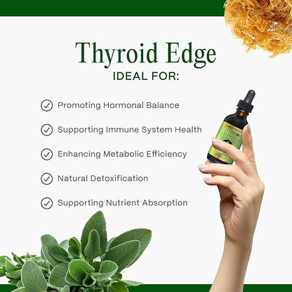 Go Nutrients Thyroid Edge - Thyroid Support for Women and Men - Comprehensive Natural Thyroid Supplement Rich in Iodine - Fast-Absorbing 2 oz Liquid Drops for Improved Energy & Enhanced Wellness