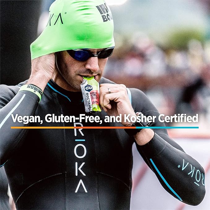 GU Energy Roctane Ultra Endurance Energy Gel, Vegan, Gluten-Free, Kosher, and Dairy-Free On-The-Go Sports Nutrition for Running, Biking, Hiking or Skiing, 24-Count, Lemonade