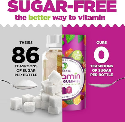 NUTRAMIN Daily Vegan Keto Multivitamin Gummies Non-GMO Natural Vitamin C, D + Zinc for Immunity, Plant-Based, Sugar-Free, Nut-Free, Gluten-Free, Biotin, Vitamin A, B, B6, B12 & More 90 Count, 45 Days