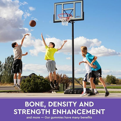 Calcium Potassium Magnesium Gummies for Kids & Adults, with Hydrolyzed Collagen, Zinc, Phosphorus, Multivitamin for Sleep, Bone Strength, Density Support, Sugar Free,Raspberry 60 Gummies