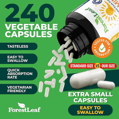 ForestLeaf Vitamin D3 50000 IU - Bone Health and Immune Support - Small Easy to Swallow Vegetable Capsules - Non-GMO Gluten Free VIT D - VIT D3 Vitamin D Supplements for Women and Men, 240 Count