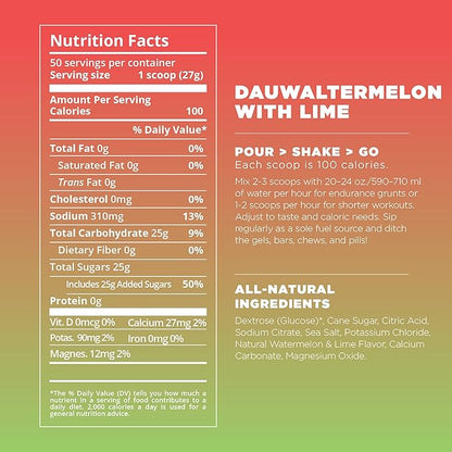 Tailwind Nutrition Endurance Fuel, Sports Drink Powder Mix with Electrolytes, Non-GMO, Free of Soy, Dairy, and Gluten, Vegan, Dauwaltermelon, 50 Servings