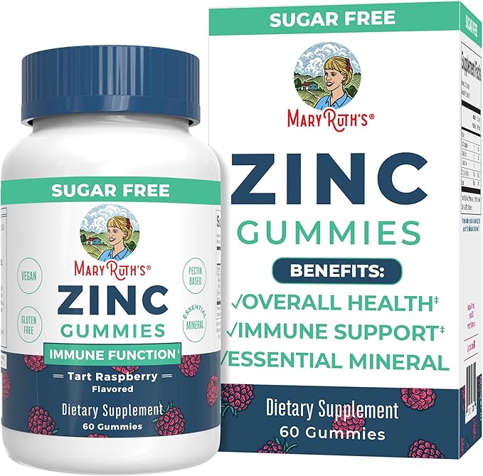 MaryRuth Organics Zinc Gummies | Zinc Supplements | Immune Support Supplement | Essential Mineral | Pectin Based | Overall Health & Wellness | Ages 14 & Up | Vegan | Non GMO | 30 Servings