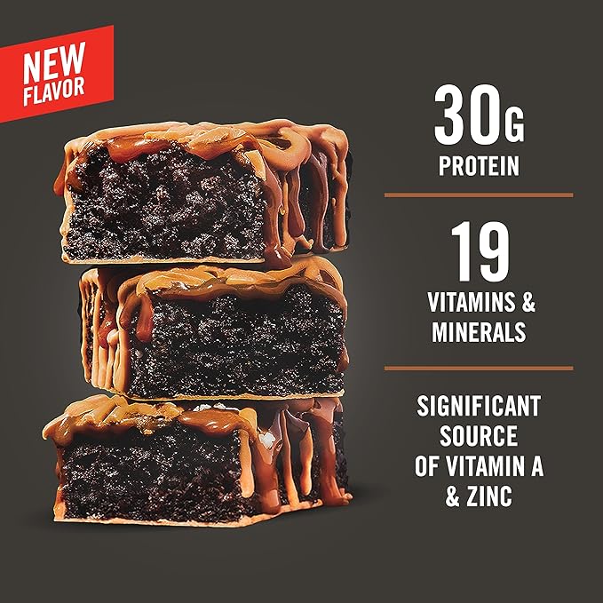 MET-Rx Big 100 Protein Bar, Meal Replacement Bar, 30G Protein, Salted Caramel Brownie Crunch, 9 Count, 3.52 Oz.(Packaging may vary)