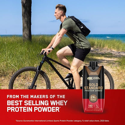 Optimum Nutrition Gold Standard Protein Shake, 24g Protein, Ready to Drink Protein Shake, Gluten Free, Vitamin C for Immune Support, Chocolate, 11 Fl Oz, 12 Count (Pack of 1) (Packaging May Vary)