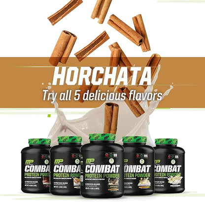 Muscle Pharm Combat Protein Powder, Horchata Flavor, Fuels Muscles for Productive Workouts, 5 Protein Sources Including Whey Protein Isolate & Egg Albumin, Gluten Free, 4 lb, 52 Servings