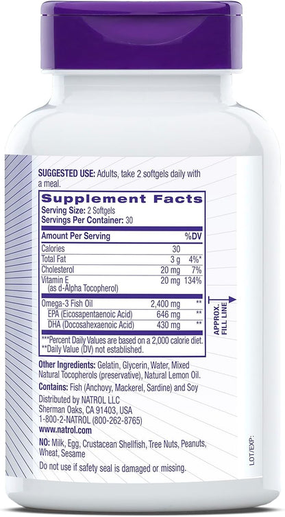 Natrol, Omega-3 Extreme Softgels, Heart Health Dietary Supplement, 60 Count