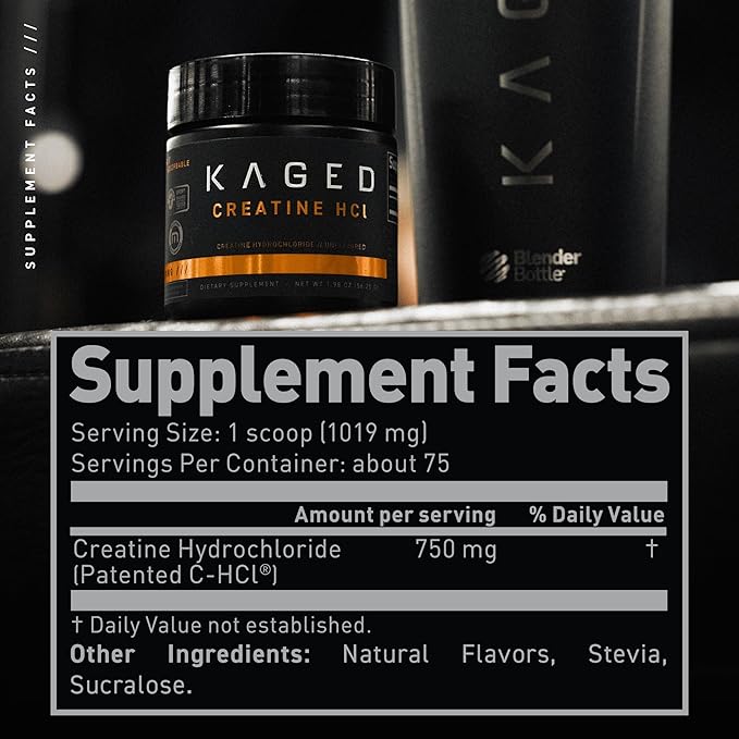 Kaged Creatine HCl Powder | Lemon Lime | Muscle Building and Recovery Supplement | Patented Formula | Highly Soluble Powder | 75 Servings