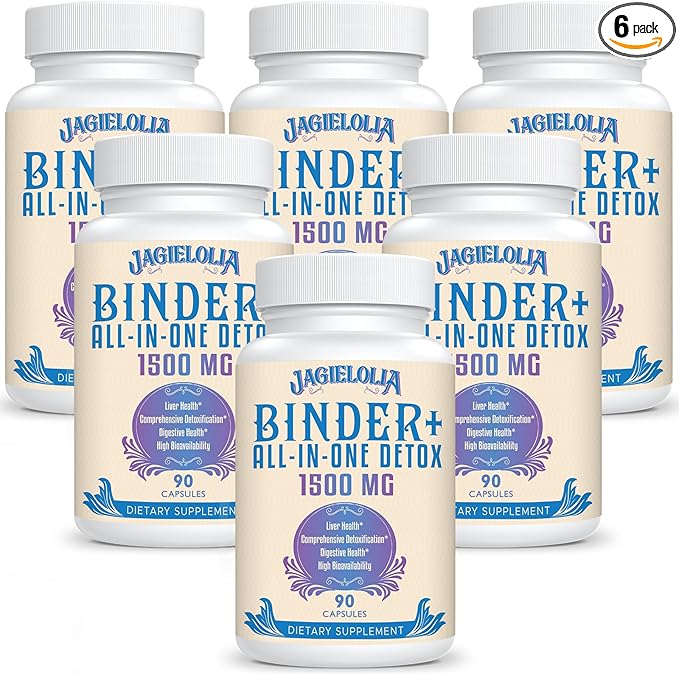 All-In-One Detox Binder Supplement 1500 MG - High Bioavailability, Liver Gut Detox Cleanse with Activated Charcoal, Zeolite & Bentonite Clay for Toxins, Liver, Digestive, 540 Vegan Capsules