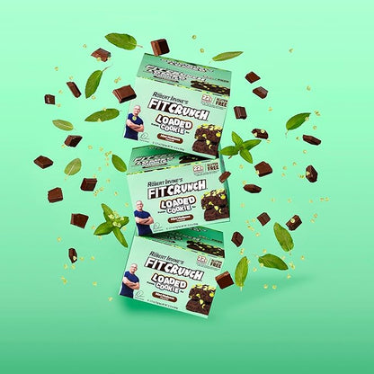FITCRUNCH Loaded Cookie Protein Bar, High Protein, Gluten Free, Protein Snack (12 Cookie Bars, Mint Madness)