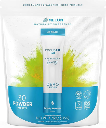 FOCUSAID GO Nootropics Energy Blend, Zero Sugar, Alpha-GPC, GABA, B-Complex, Yerba Mate, Green Tea, Keto Friendly, 100mg Caffeine, 30 Count (Pack of 1)