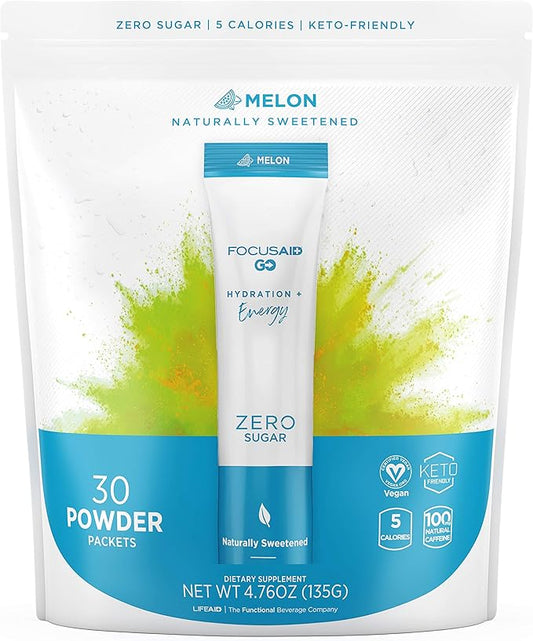FOCUSAID GO Nootropics Energy Blend, Zero Sugar, Alpha-GPC, GABA, B-Complex, Yerba Mate, Green Tea, Keto Friendly, 100mg Caffeine, 30 Count (Pack of 1)