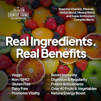 COUNTRY FARMS Liquid Multivitamin, Vitamins and Minerals for Immune Support and Energy, Herbal Blend, Vegan, Multivitamin for Women and Men, Gluten Free, Tropical Fruit Flavor, 32 fl oz