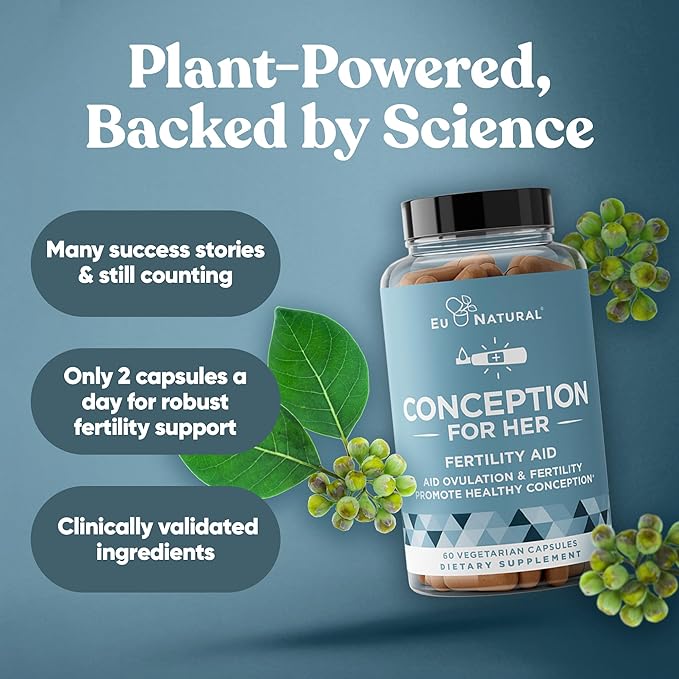 Conception Fertility Supplements for Women – Aids Ovulation, Hormonal Balance, & Regular Cycles – Prenatal Vitamin Support with Myo-Inositol, Folate, Folic Acid, Vitex – 60 Vegetarian Soft Capsules