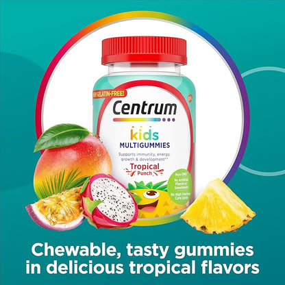 Centrum Kids Multivitamin Gummies, Stocking Stuffer, Tropical Punch Flavor Made With Natural Flavors, 150 Count, 150 Day Supply