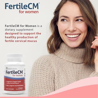 Fairhaven Health FertileCM Fertility Supplement for Women, Capsules - Fertile Cervical Mucus, Ovulation Cycle, Includes L-Arginine, N-Acetyl-Cysteine, Grape Seed Extract and Vitamin C - 90 Capsules