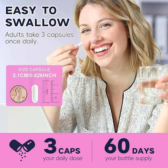 Inositol Supplement for Women with Vitamin D3, Folate, 40:1 Ratio Myo-Inositol 3000mg & D-Chiro Inositol 75mg Complex, (Vitamin B8) Inositol Capsules, 180 Capsules, 60 Servings